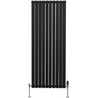 Monster Shop Oval Column Radiator & Valve 1600 X 600Mm Black, Black