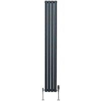 Monster Shop Oval Column Radiator & Valve 1800 X 240Mm Anthracite Grey, Grey