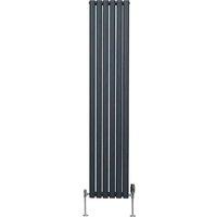 Monster Shop Oval Column Radiator & Valve 1800 X 360Mm Anthracite Grey, Grey