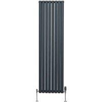 Monster Shop Oval Column Radiator & Valve 1800 X 480Mm Anthracite Grey, Grey