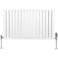 Monster Shop Oval Column Radiator & Valves - 600Mm X 1020Mm - White, White