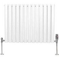 Monster Shop Oval Column Radiator & Valves - 600Mm X 780Mm - White, White