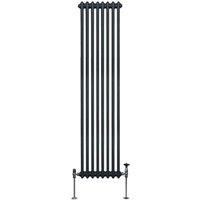 Monster Shop Traditional 2 Column Radiator 1800 X 382Mm Anthracite Grey, Grey