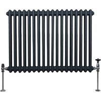 Monster Shop Traditional 2 Column Radiator 600 X 832Mm Anthracite Grey, Grey