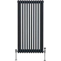 Monster Shop Traditional 3 Column Radiator 1500 X 562Mm Anthracite Grey, Grey