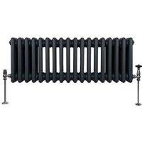 Monster Shop Traditional 3 Column Radiator 300 X 832Mm Anthracite Grey, Grey