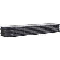 vidaXL Garden Raised Bed Powder-coated Steel 296x80x36 cm Anthracite, Grey