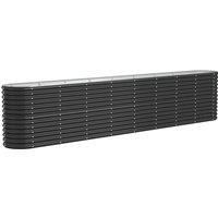 vidaXL Garden Raised Bed Powder-coated Steel 332x40x68 cm Anthracite, Grey