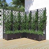 vidaXL Garden Planter w/ Trellis Black 120x120x121.5cm PP, Black
