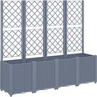 vidaXL Garden Planter w/ Trellis Grey 160x40x140 cm PP, Grey