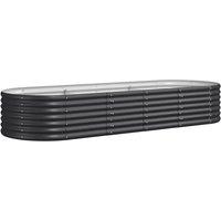 vidaXL Garden Raised Bed Powder-coated Steel 224x80x36 cm Anthracite, Grey