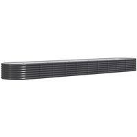 vidaXL Garden Raised Bed Powder-coated Steel 440x80x36 cm Anthracite, Grey
