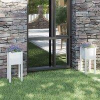 vidaXL Garden Planters 2 pcs White 31x31x70cm Solid Pinewood, White