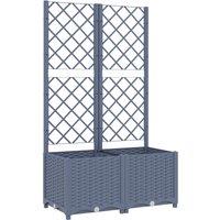 vidaXL Garden Planter w/ Trellis Dark Grey 80x40x136 cm PP, Grey