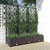 vidaXL Garden Planter w/ Trellis Black 120x40x121.5cm PP, Black