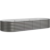 vidaXL Garden Raised Bed Powder-coated Steel 224x80x36 cm Grey, Grey