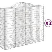 vidaXL Arched Gabion Baskets 3 pcs 200x50x160/180 cm Galvanised Iron, Silver