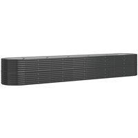 vidaXL Garden Raised Bed Powder-coated Steel 440x80x68 cm Anthracite, Grey