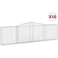 vidaXL Arched Gabion Baskets 10 pcs 400x30x100/120 cm Galvanised Iron, Silver
