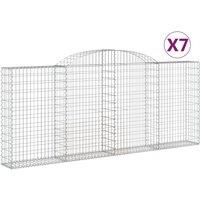 vidaXL Arched Gabion Baskets 7 pcs 300x30x120/140 cm Galvanised Iron, Silver