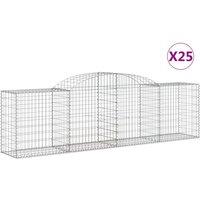 vidaXL Arched Gabion Baskets 25 pcs 300x50x80/100 cm Galvanised Iron, Silver