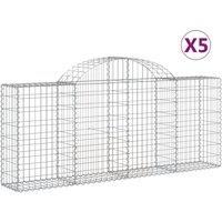 vidaXL Arched Gabion Baskets 5 pcs 200x30x80/100 cm Galvanised Iron, Silver