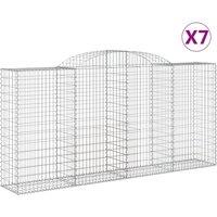 vidaXL Arched Gabion Baskets 7 pcs 300x50x140/160 cm Galvanised Iron, Silver