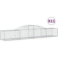 vidaXL Arched Gabion Baskets 11 pcs 300x50x40/60 cm Galvanised Iron, Silver