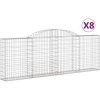 vidaXL Arched Gabion Baskets 8 pcs 300x30x100/120 cm Galvanised Iron, Silver