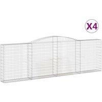 vidaXL Arched Gabion Baskets 4 pcs 400x30x120/140 cm Galvanised Iron, Silver