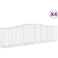 vidaXL Arched Gabion Baskets 4 pcs 400x50x100/120 cm Galvanised Iron, Silver