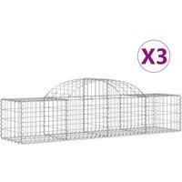 vidaXL Arched Gabion Baskets 3 pcs 200x50x40/60 cm Galvanised Iron, Silver