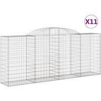 vidaXL Arched Gabion Baskets 11 pcs 300x50x120/140 cm Galvanised Iron, Silver