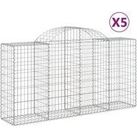 vidaXL Arched Gabion Baskets 5 pcs 200x50x100/120 cm Galvanised Iron, Silver