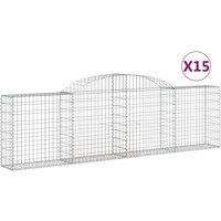 vidaXL Arched Gabion Baskets 15 pcs 300x30x80/100 cm Galvanised Iron, Silver
