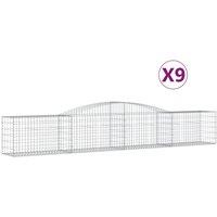 vidaXL Arched Gabion Baskets 9 pcs 400x50x60/80 cm Galvanised Iron, Silver