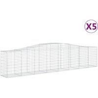 vidaXL Arched Gabion Baskets 5 pcs 400x50x80/100 cm Galvanised Iron, Silver