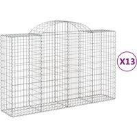 vidaXL Arched Gabion Baskets 13 pcs 200x50x120/140 cm Galvanised Iron, Silver