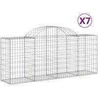 vidaXL Arched Gabion Baskets 7 pcs 200x50x80/100 cm Galvanised Iron, Silver