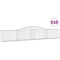 vidaXL Arched Gabion Baskets 10 pcs 400x30x60/80 cm Galvanised Iron, Silver
