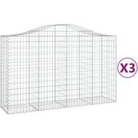 vidaXL Arched Gabion Baskets 3 pcs 200x50x120/140 cm Galvanised Iron, Silver