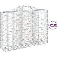 vidaXL Arched Gabion Baskets 10 pcs 200x50x140/160 cm Galvanised Iron, Silver
