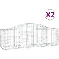 vidaXL Arched Gabion Baskets 2 pcs 200x50x60/80 cm Galvanised Iron, Silver