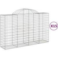 vidaXL Arched Gabion Baskets 15 pcs 200x50x120/140 cm Galvanised Iron, Silver