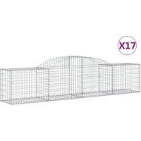 vidaXL Arched Gabion Baskets 17 pcs 300x50x60/80 cm Galvanised Iron, Silver