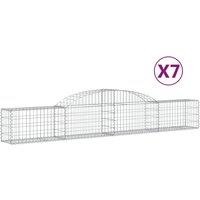 vidaXL Arched Gabion Baskets 7 pcs 300x30x40/60 cm Galvanised Iron, Silver