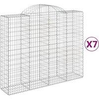 vidaXL Arched Gabion Baskets 7 pcs 200x50x160/180 cm Galvanised Iron, Silver