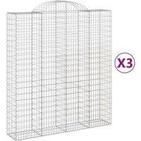vidaXL Arched Gabion Baskets 3 pcs 200x50x220/240 cm Galvanised Iron, Silver