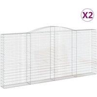 vidaXL Arched Gabion Baskets 2 pcs 400x30x180/200 cm Galvanised Iron, Silver