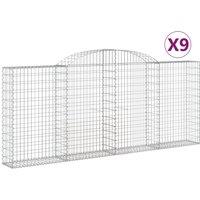 vidaXL Arched Gabion Baskets 9 pcs 300x30x120/140 cm Galvanised Iron, Silver